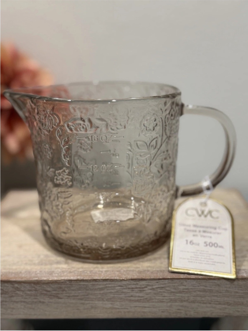 CWC Cook With Color Cream Floral Glass Measuring Cup 16oz ~ 2 Cups
NEW